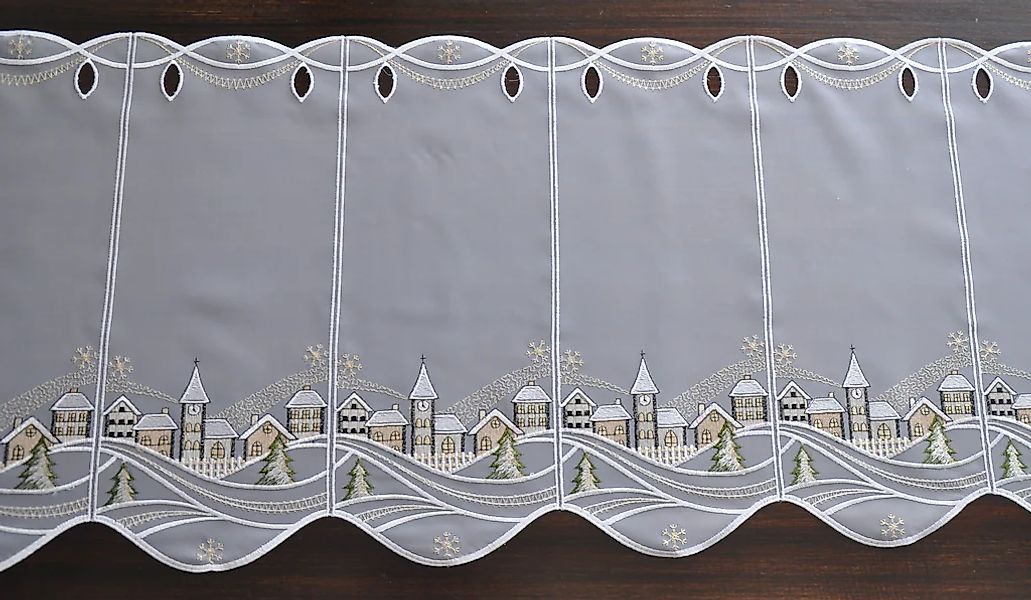 Stickereien Plauen Panneaux "Weihnachtsdorf" Stangendurchzug 1 Stk. tlg. Ku günstig online kaufen