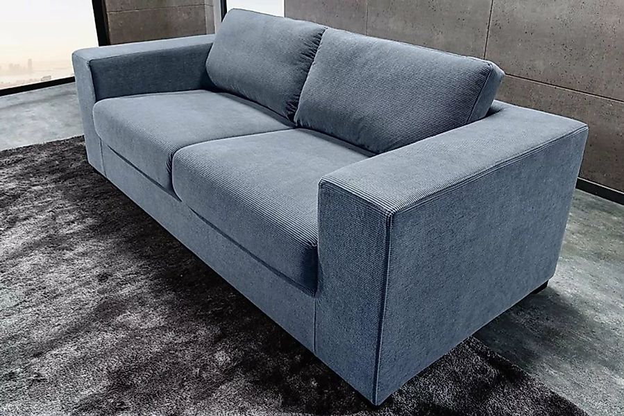 LebensWohnArt Sofa Lounge-Sofa NICE 220cm blau Cord Federkernpolsterung günstig online kaufen