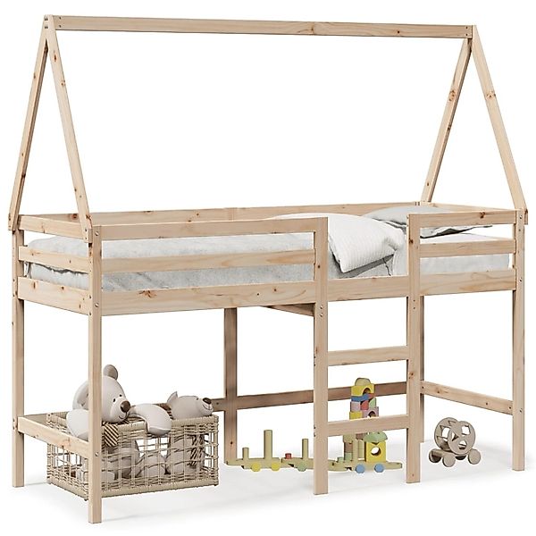 vidaXL Hochbett mit Leiter und Dach 80x200 cm Massivholz Kiefer2104842 günstig online kaufen