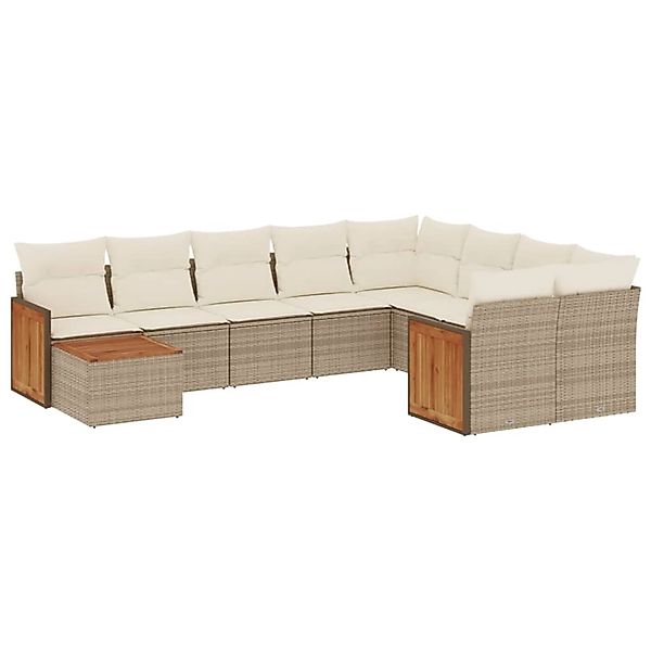 vidaXL 10-Tlg Garten-Sofagarnitur mit Kissen Beige Poly Rattan 3260399 günstig online kaufen