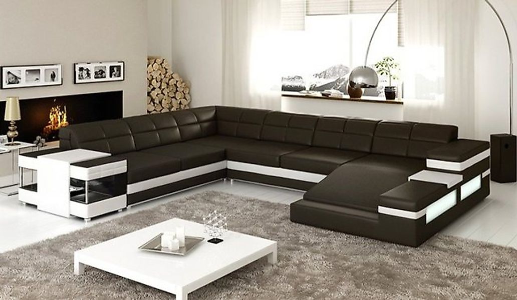 JVmoebel Ecksofa Ledersofa Sofa Couch Polster Ecke Wohnlandschaft Leder Sch günstig online kaufen