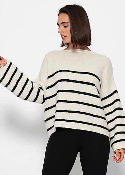 SASSYCLASSY Strickpullover Rückenfrei Strickpullover mit Streifenmuster günstig online kaufen