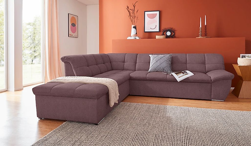 DOMO collection Ecksofa "Lagoa, moderne Sitzheftung, bequem und komfortabel günstig online kaufen