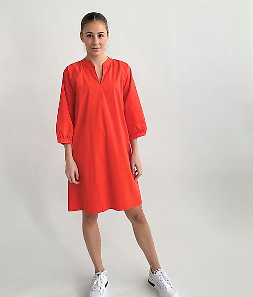 Zuckerwatte Blusenkleid mit V-Ausschnitt aus Baumwolle günstig online kaufen
