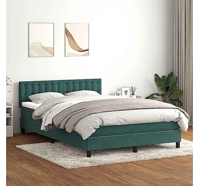 vidaXL Boxspringbett, Boxspringbett mit Matratze Dunkelgrün 140x220 cm Samt günstig online kaufen