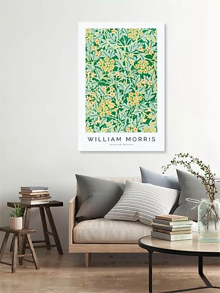 Poster / Leinwandbild - William Morris: Jasmin Muster - Ausstellungsposter günstig online kaufen