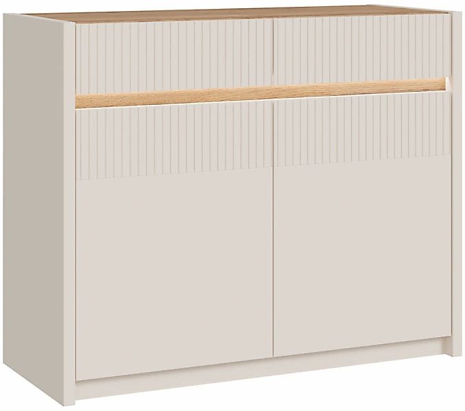 FORTE Kommode "Oak Squere", Kommode, Beleuchtung, Soft Close, Lamellenoptik günstig online kaufen