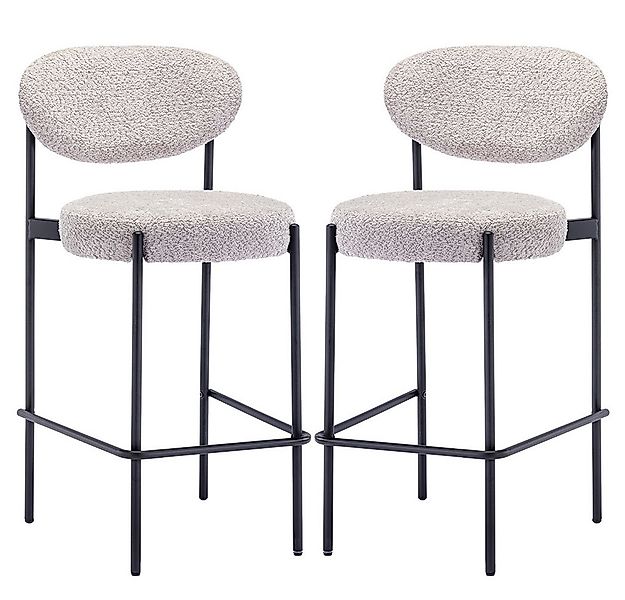 WAHSON OFFICE CHAIRS Barhocker 2er Set, Teddystoff mit Metallbeine Moderner günstig online kaufen