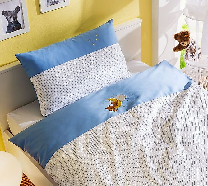 BETTWAESCHE-MIT-STIL Bettwäsche Mako Satin Kinder Bettwäsche Mond-Bär, Mako günstig online kaufen