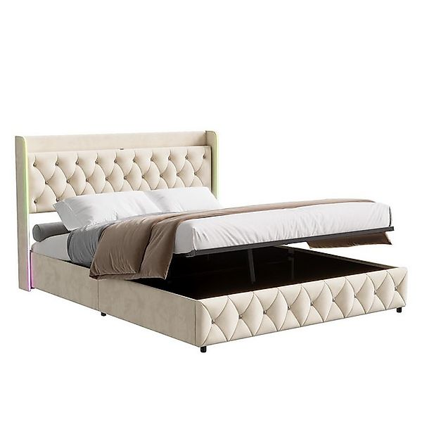 PXloue Polsterbett Doppelbett Jugendbett (ohne Matratze), Stauraumbett, Kop günstig online kaufen