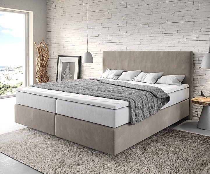 DELIFE Boxspringbett Dream-Well, Mikrofaser Beige 180x200 günstig online kaufen
