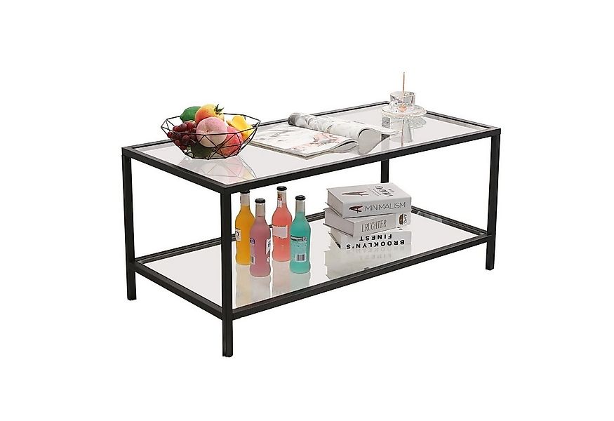 Mein-Regal Wohnzimmertisch GLASGOW, Schwarz, Wohnzimmertisch Metallgestell günstig online kaufen