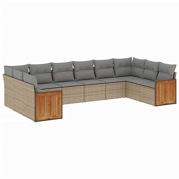vidaXL 10-Tlg Garten-Sofagarnitur mit Kissen Beige Poly Rattan 3228005 günstig online kaufen