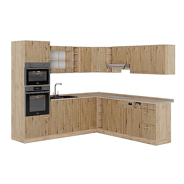 Vicco R-Line Eckküche Artisan-Eiche/Goldkraft Eiche 237 x 247 cm AP Eiche günstig online kaufen