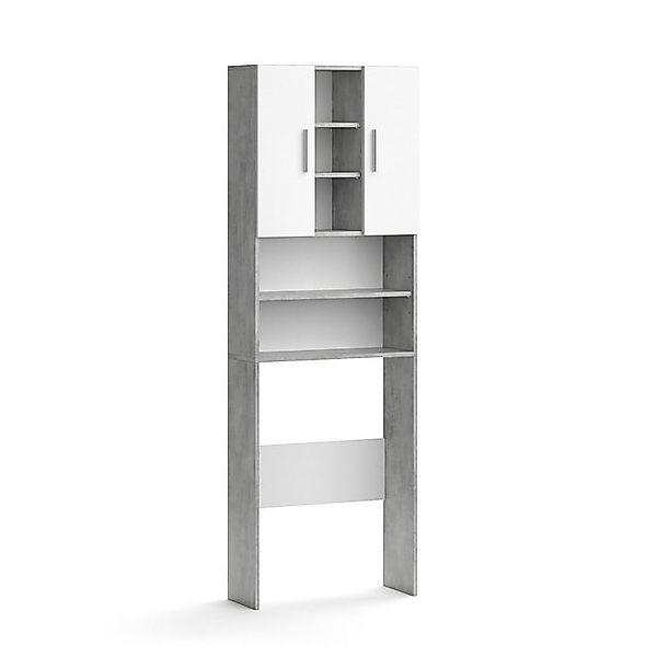 Vicco Waschmaschinenschrank Luis Beton/Weiß 190 x 64 cm günstig online kaufen