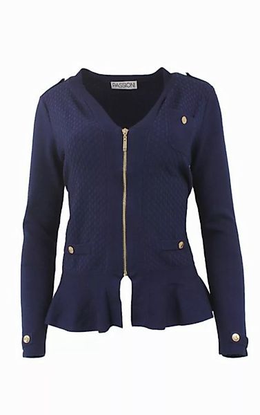 Passioni Cardigan Marineblauer Cardigan mit goldenen Knöpfen und Reißversch günstig online kaufen