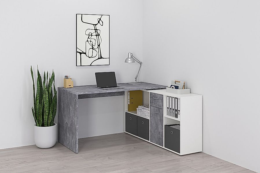 FMD Eckschreibtisch Lexo, Schreibtisch/Sideboard viel Stauraum, beidseitig günstig online kaufen
