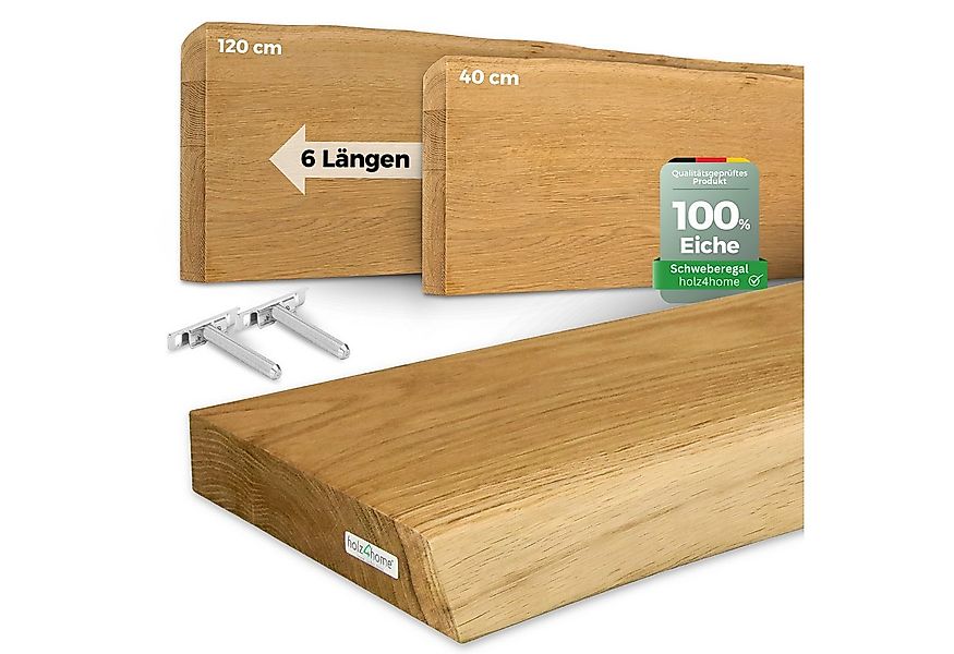 holz4home® Wandregal aus Massivholz Eiche Natur I Schwebendes Regal I Unsic günstig online kaufen