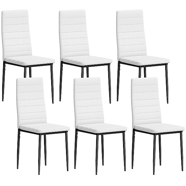 HOMCOM 6er-Set moderne Esszimmerstühle, gepolstert mit Kunstleinen, hohe Rü günstig online kaufen