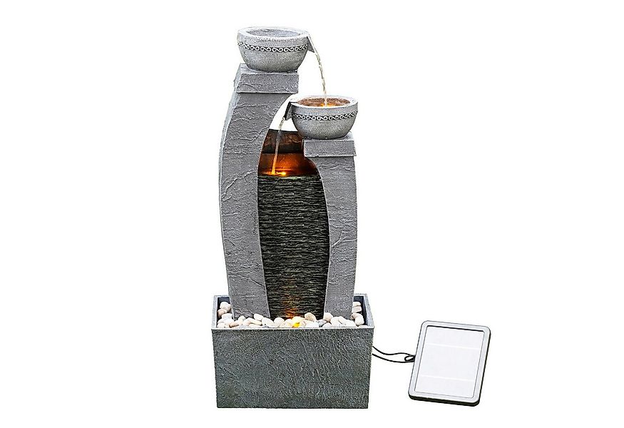 Teamson Home Gartenbrunnen Solarbrunnen mit 3 Ebenen aus Polyresin grau 76 günstig online kaufen