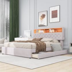 Flieks Polsterbett, LED Beleuchtung Doppelbett USB günstig online kaufen