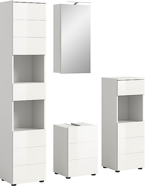 welltime Badmöbel-Set »Biel, Höhe 190 cm,Hochschrank,WBU, Spiegelschrank, U günstig online kaufen