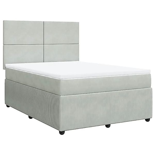vidaXL Boxspringbett mit Matratze Hellgrau 140x190 cm Samt 3294628 günstig online kaufen