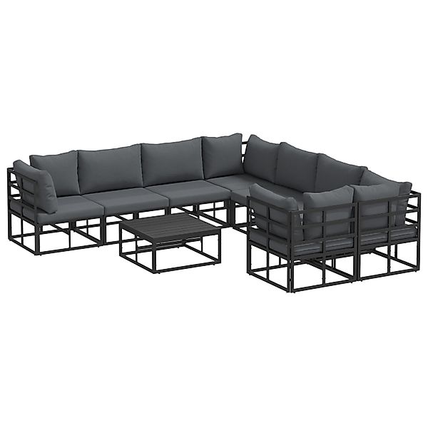 vidaXL Garten-Sofa-Set mit Kissen 9-Tlg Schwarz Aluminium 3378949 günstig online kaufen