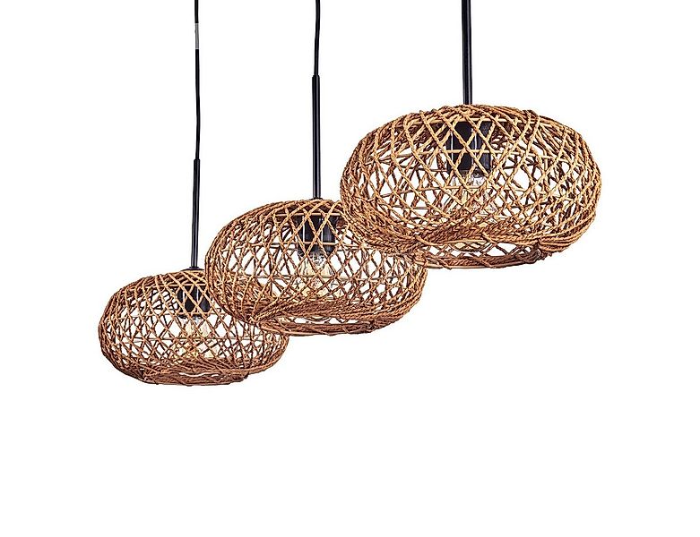 hofstein Hängeleuchte moderne Pendellampe aus Metall/Bambus in Schwarz/Natu günstig online kaufen