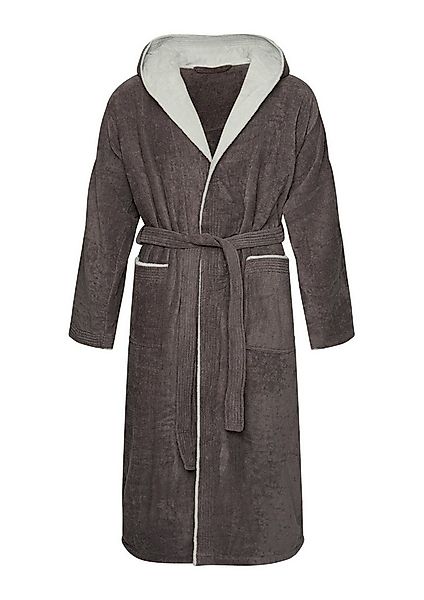 Badekönig Herrenbademantel, Kapuze, Gürtel, Langform aus Velours 100% Baumw günstig online kaufen