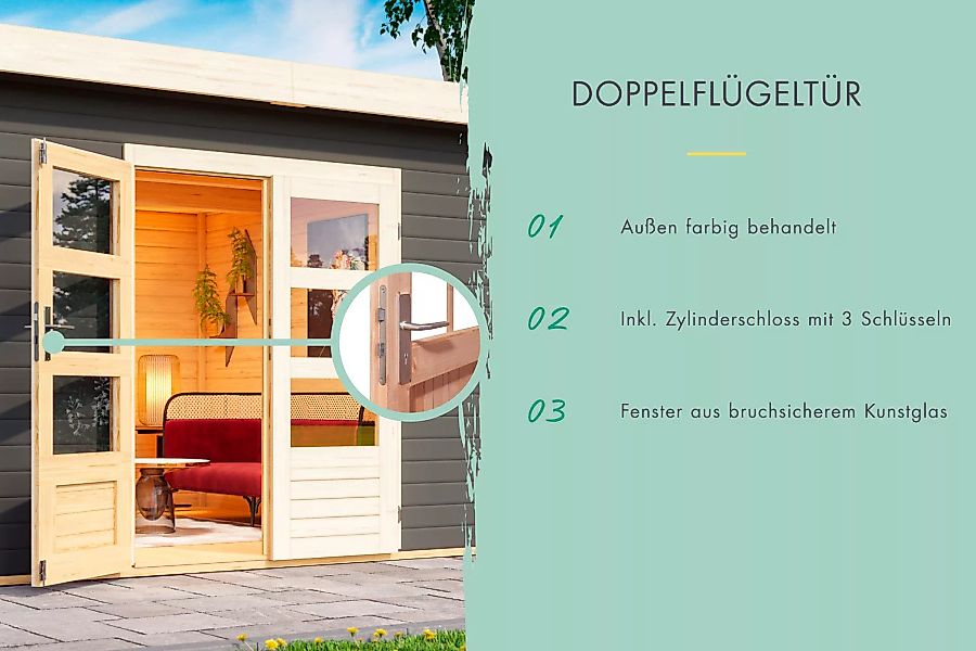 Karibu Gartenhaus "Schloßsee 5", mit Anbaudach und Rückwand günstig online kaufen