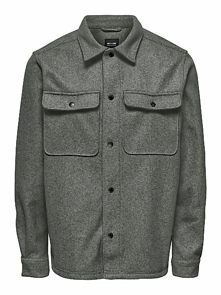 ONLY & SONS Langarmhemd "ONSASH OVR WOOLEN LOOK PKT LS SHIRT NOOS" Kunstfas günstig online kaufen