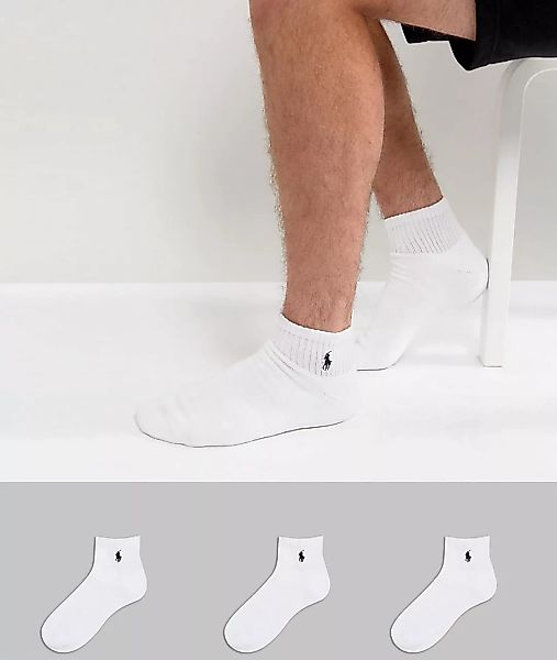 Polo Ralph Lauren – Weiße Sportsocken im 3er-Pack günstig online kaufen