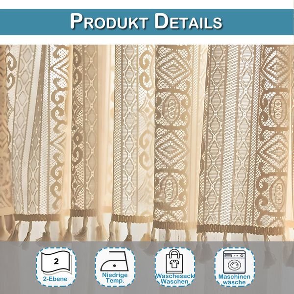 Qelus Schiebegardine Boho Bistrogardine Fenstergardinen Kurz günstig online kaufen