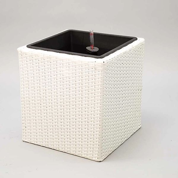 Elegant Einrichten Pflanzkübel Polyrattan Quadratisch 30x30x30cm Weiß günstig online kaufen