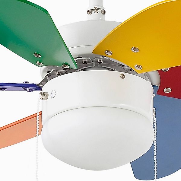 FARO Deckenventilator mit Beleuchtung und Zugketten Palao Multicolor 81 cm günstig online kaufen