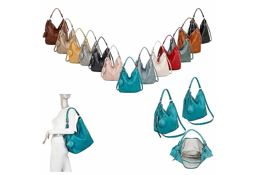 ITALYSHOP24 Schultertasche XXL DAMEN TASCHE SHOPPER Hobo Cross Bag Reisetas günstig online kaufen