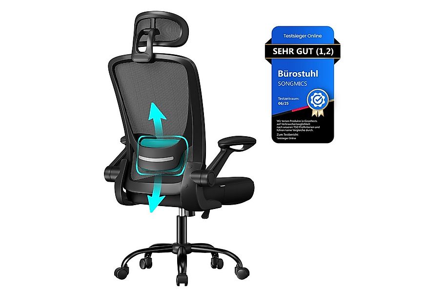 SONGMICS Bürostuhl, ergonomisch, Drehstuhl mit Mesh, Wippfunktion, klappbar günstig online kaufen