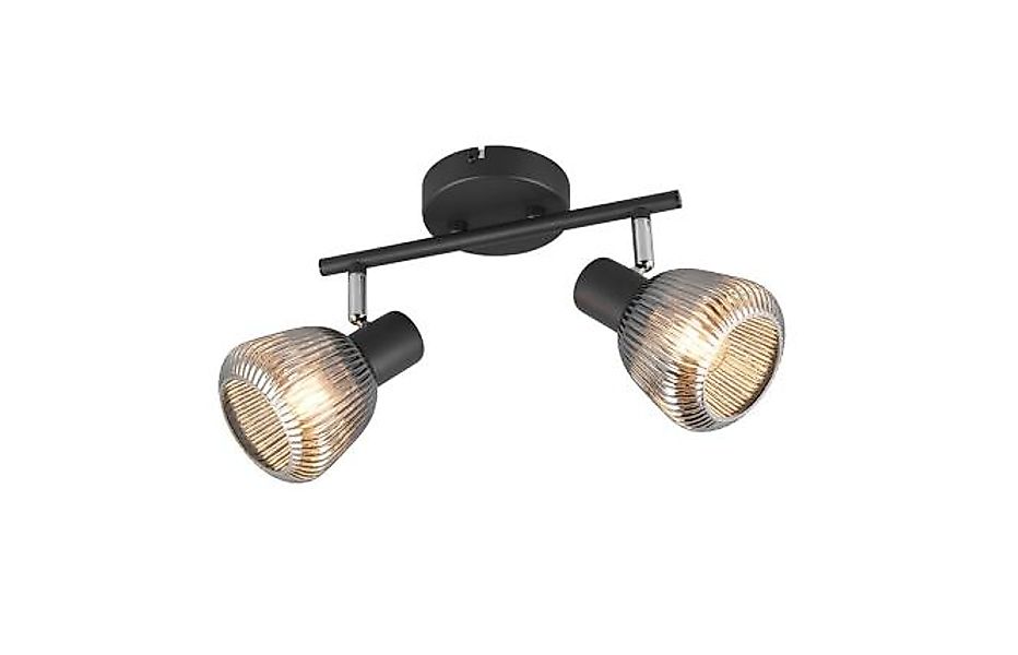 Spot 2x E14 Metall Matt Chrom bedampft 1 Stück Metall / Glas Schwarz günstig online kaufen