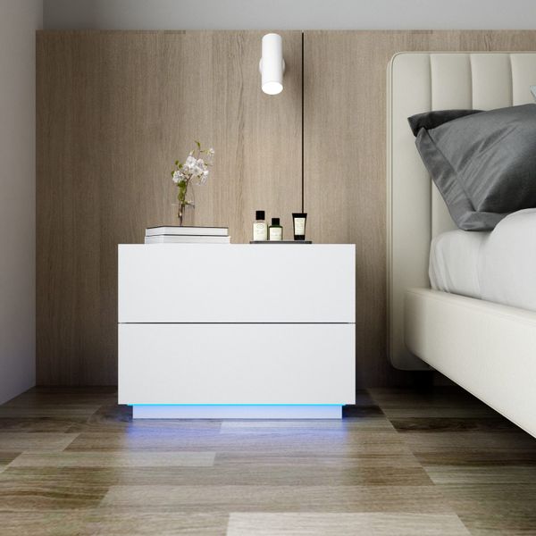 Mondeer Nachttisch LED Nachtkommode, Glänzend-Nachttisch mit günstig online kaufen