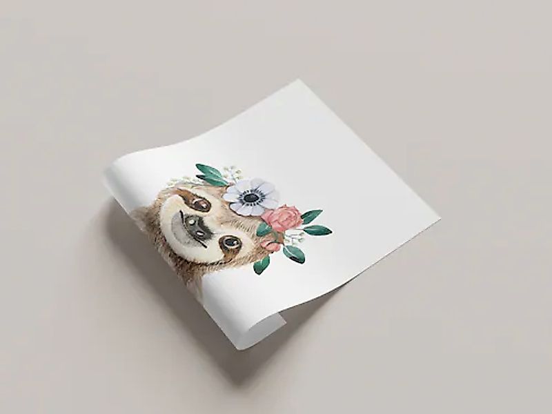 Lüttenhütt Poster »Faultier mit Blumenkranz«, Tiere-Fantasy-Faultier, (1 St günstig online kaufen