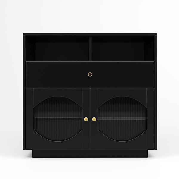 Küchenschrank, Sideboard mit Glastüren, Modernes Design, Geräumiger Staurau günstig online kaufen