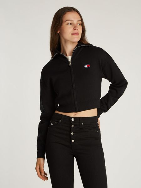 Tommy Jeans Strickjacke "TJW CRP BADGE ZIP THRU CARDIGAN" in Cropped Form günstig online kaufen