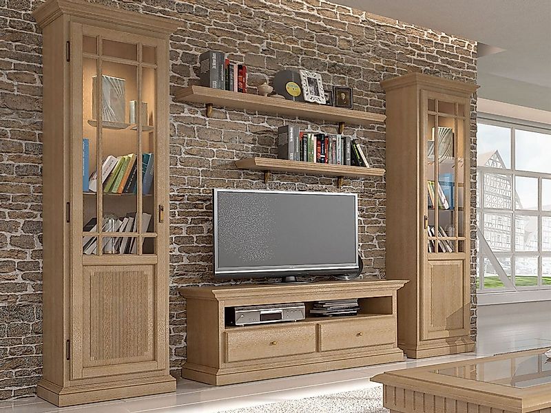Casamia Schranksystem Wohnwand Wohnzimmer Schrank Set Duett Vitrinen TV Sch günstig online kaufen
