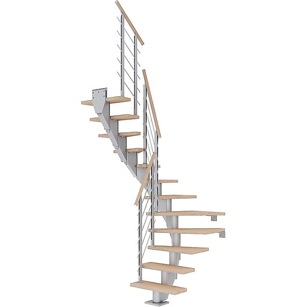 Dolle Mittelholmtreppe Frankfurt Eiche Weiß Perlgrau GH bis 279 cm 1/2 gew günstig online kaufen