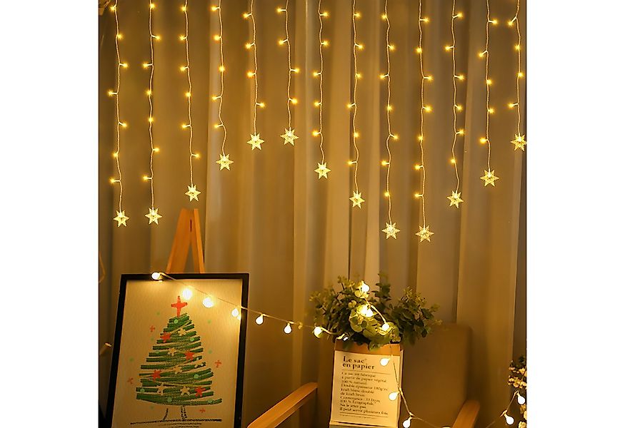 Salcar LED-Lichtervorhang 2M LED Schneeflocke Lichtervorhang Schneeflocken günstig online kaufen