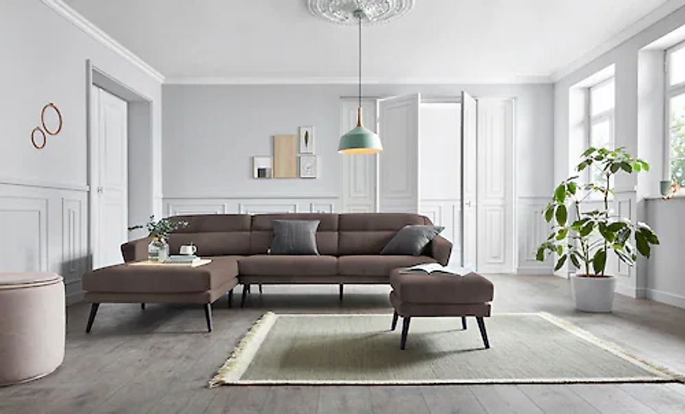 OTTO home Ecksofa »Bille L-Form« mit Naht im Rückenkissen und Beinen aus Ei günstig online kaufen