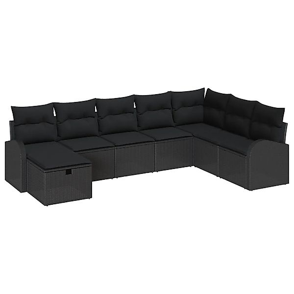 vidaXL Garten-Sofa-Set mit Kissen 8-Tlg Schwarz Poly Rattan 3360464 günstig online kaufen