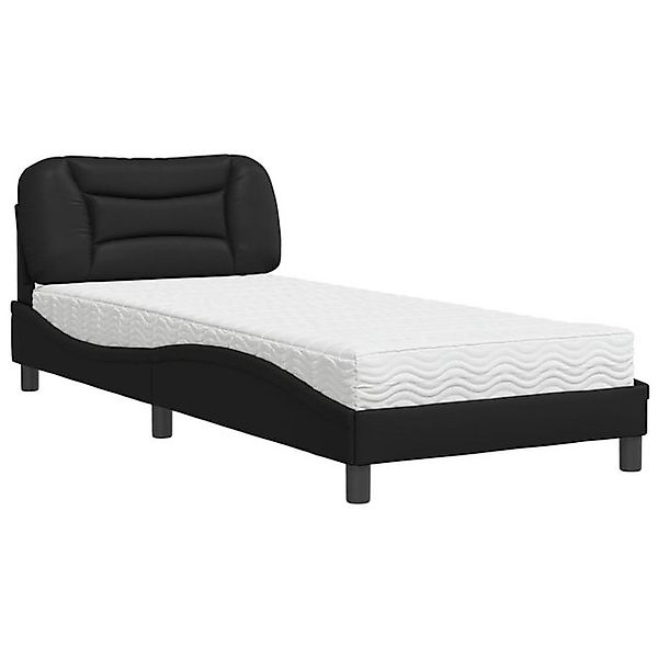 vidaXL Bett Bett mit Matratze Schwarz 90x190 cm Kunstleder günstig online kaufen