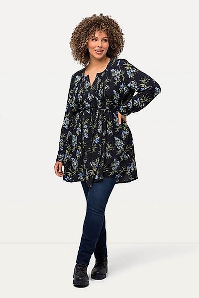 Ulla Popken Longbluse Long-Tunika Bindeband Tunika-Ausschnitt Langarm günstig online kaufen